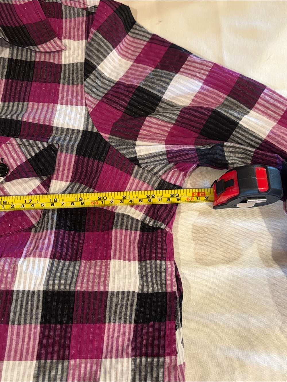 Cato Magenta, Black & White Plaid Button-Up Shirt size 22/24W - Picture 10 of 13